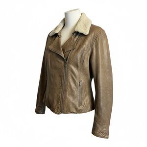 Banana Republic Brown Distressed Leather Aviator Jacket Size Large